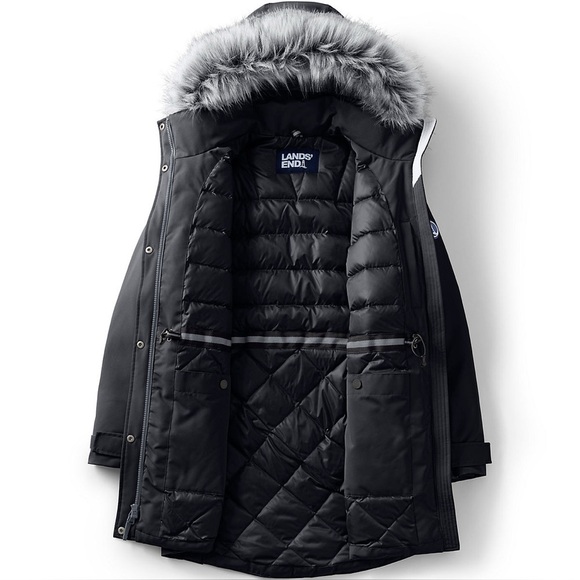 Lands’ End Women's Expedition Down Waterproof Winter Parka Coat black - Picture 5 of 10